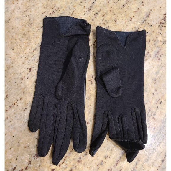 Vintage Size XS-S Black Patent Faux Leather Stretch Formal 8" Gloves Go Go - Picture 6 of 13